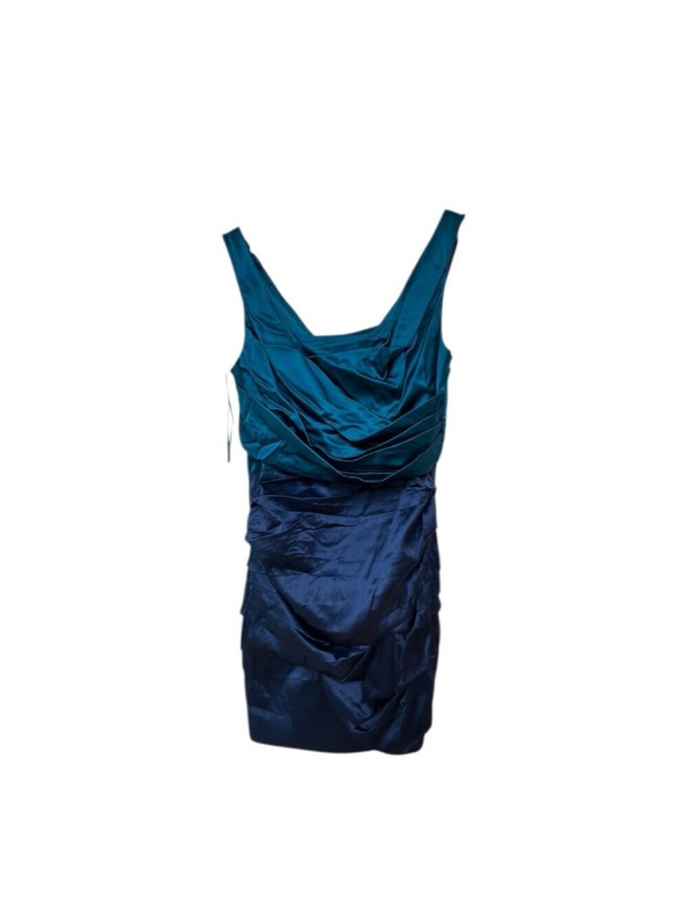 Express Design Studio Teal Navy Satin Ruched Colorblock Cocktail Dress, Size 6